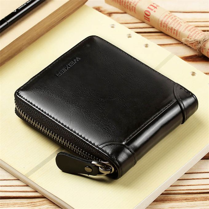 Short Wallet Men Fashion Wallets PU Leather-Black