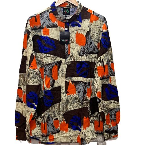New Men Abstract Colour Printed Long Sleeves Bishop Neck Shirts