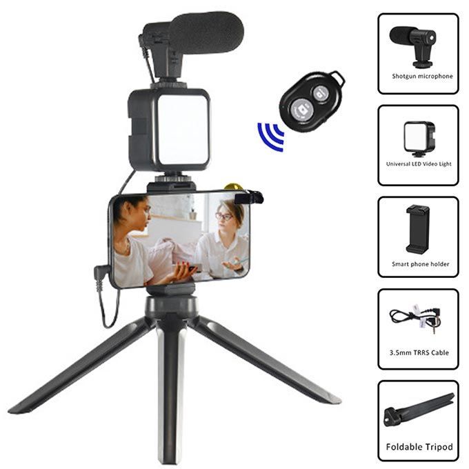 Tripod+ Led Light+ Microphone+Remote Control #vlog