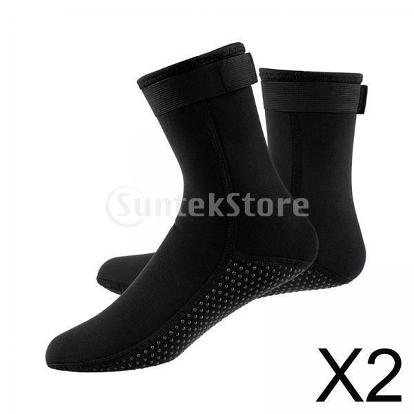 2 Pairs 3mm Neoprene Diving Boots Water Sports Skiing Warm Black M