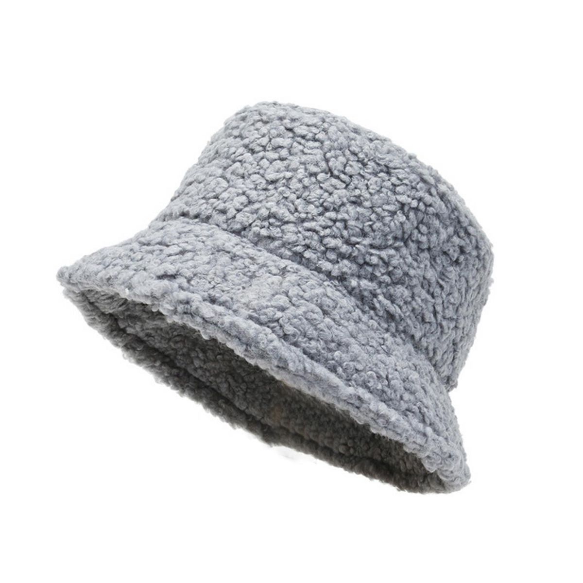 Bucket Hat Solid Color All Match Autumn Winter-Grey
