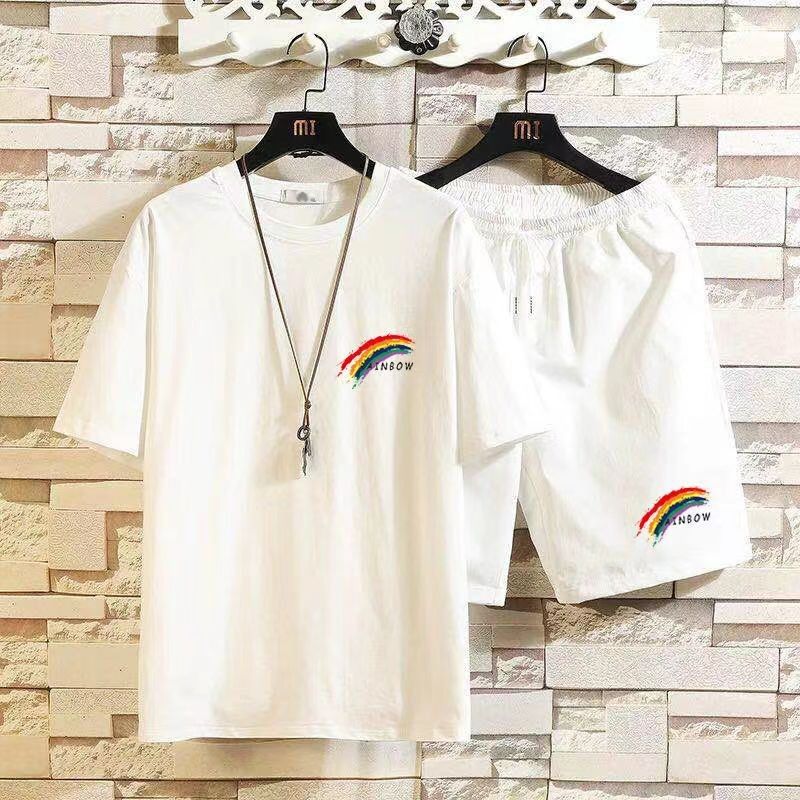 Short Sleeve T-shirt And Shorts Set-White