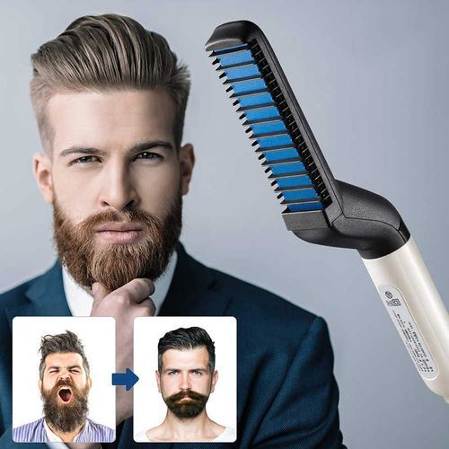Electric Ceramic Beard Straightening Brush Comb Iron Hair Straightener For Men