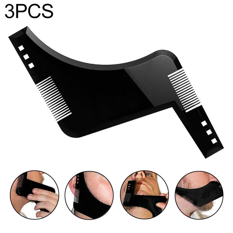 Double-sided Beard Comb Molding Template Tool Beard Shaping Styling Tool With Inbuilt Comb(Black)