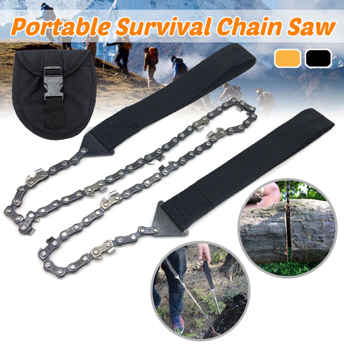 Portable Handheld Survival Chain Emergency Chainsaw Outdoor Camping Hiking Orange