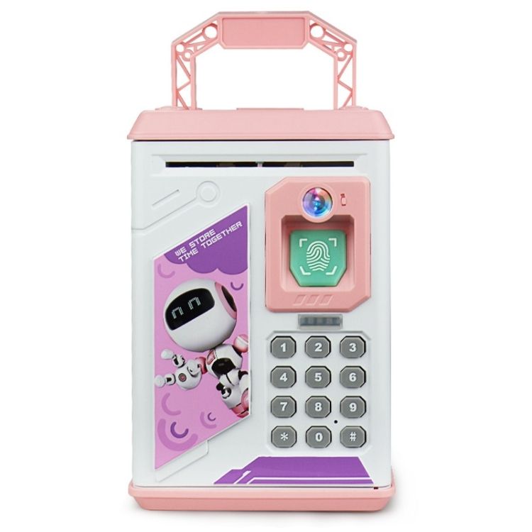 Fingerprint Piggy Bank, Specification： Battery (Pink)