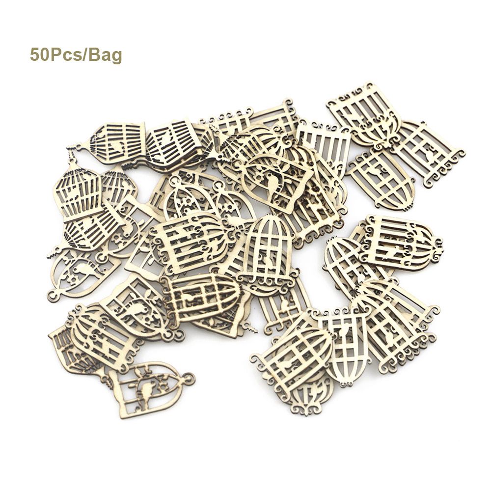50Pcs Wood Bird Cage Wall Hanging Ornament DIY Art Crafts