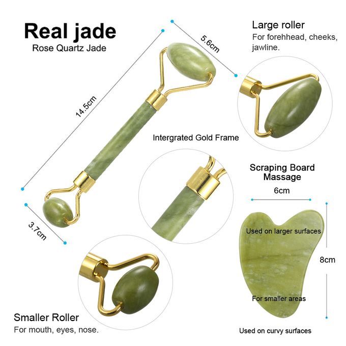 Jade Roller And Gua Sha Face Set With Scraping Plate For Facial Massage