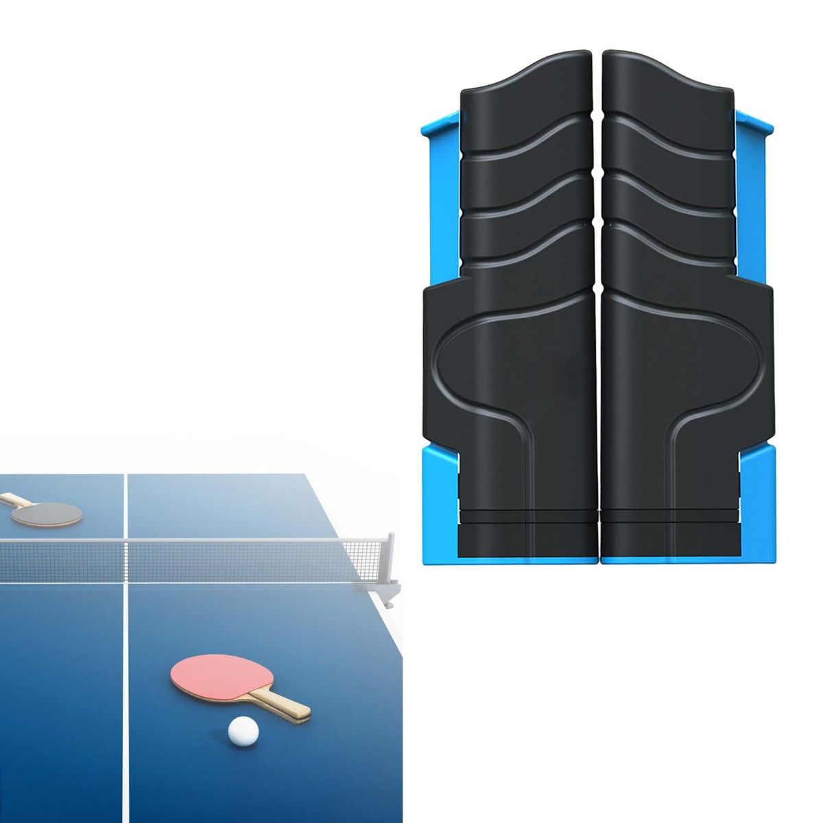 Portable Table Tennis  Retractable Easily Set Up Blue Black