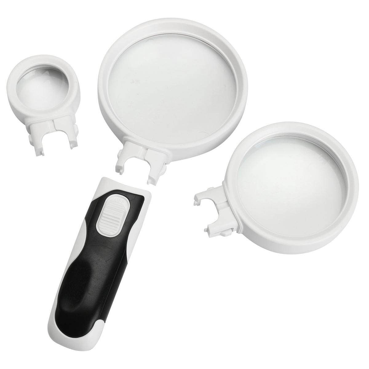 2.5X/5X/16X Leselupe Licht Lampe Handlupe Juwelierlupe Vergrerungsglas 2 LED