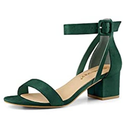 K Women's Crisscross Ankle Strap Block Heel - Green