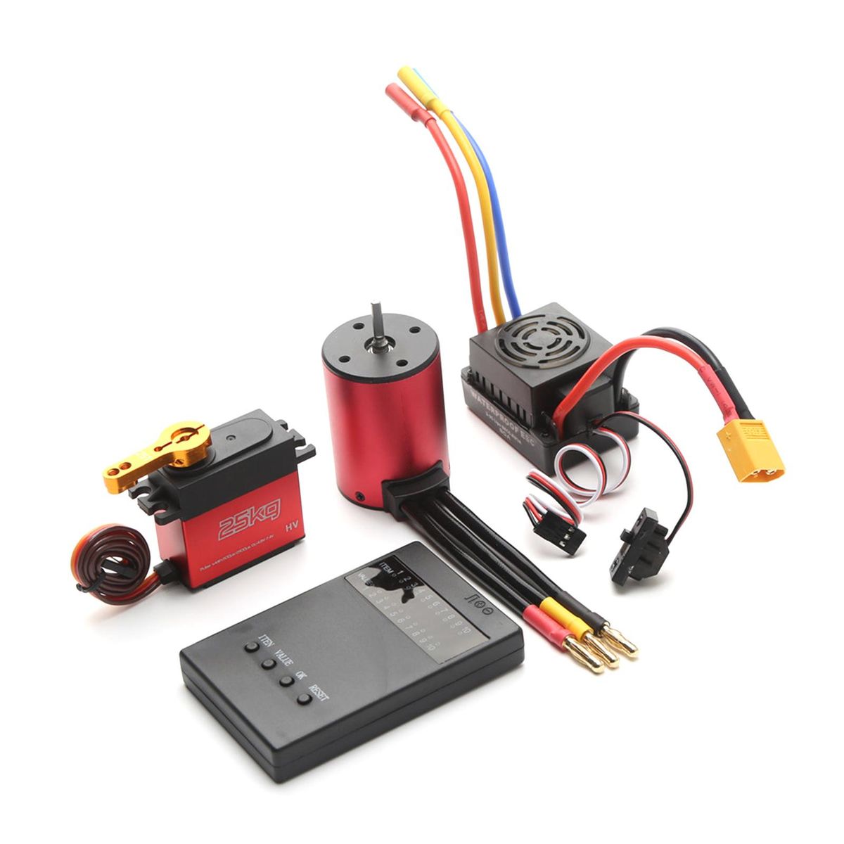 S3650 3900KV Brushless Motor 60A Brushless ESC XT60 Plug 25KG Servo Programming Card Replacement for 1/8/1/10 Tamiya Car