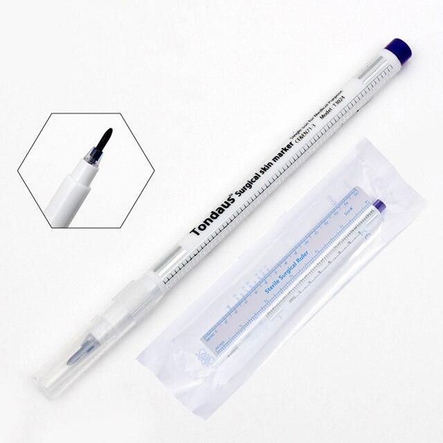 White Surgical Eyebrow Tattoo Skin Marker Pen Tool Accessories Tattoo Marker Pen With Measuring Ruler Microblading Positioning