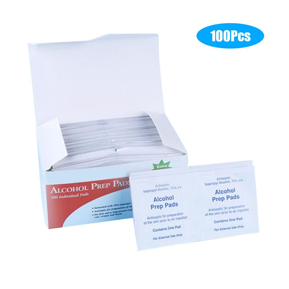 100Pcs Disposable 70% Ethanol Swabs Pads Home Use Skin Clean