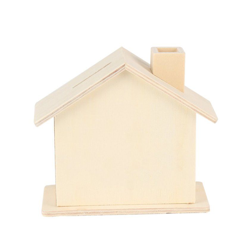 Ute  Hildren Handmade Diy Baipi House  Oin Piggy    Olle Tible Ornament-white-house-shape