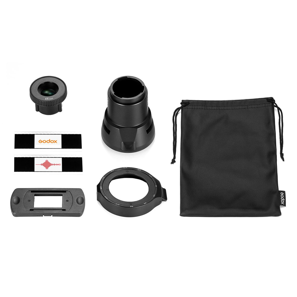 Godox AK-R21 Camera Flash Projector Set with 65mm Projection Lens + Mounting Adapter for Round Head Flash + Slide Box + 2pcs Slides + Storage Bag for Godox AD100/ AD100 Pro/ AD200/ AD200 Pro/ V1 Series Flashes