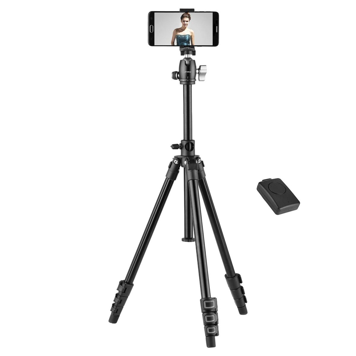 Andoer Q160H Portable Camera Tripod Horizontal Mount Professional Travel Tripod with 360 Degree Panorama Ball Head Phone Holder Remote Control for DSLR Cameras Smartphones Compatible with Canon Nikon Sony