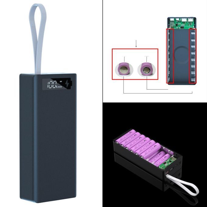 Battery Storage Box QC3.0 DIY Box For 16x 18650 Battery C16 PD Black