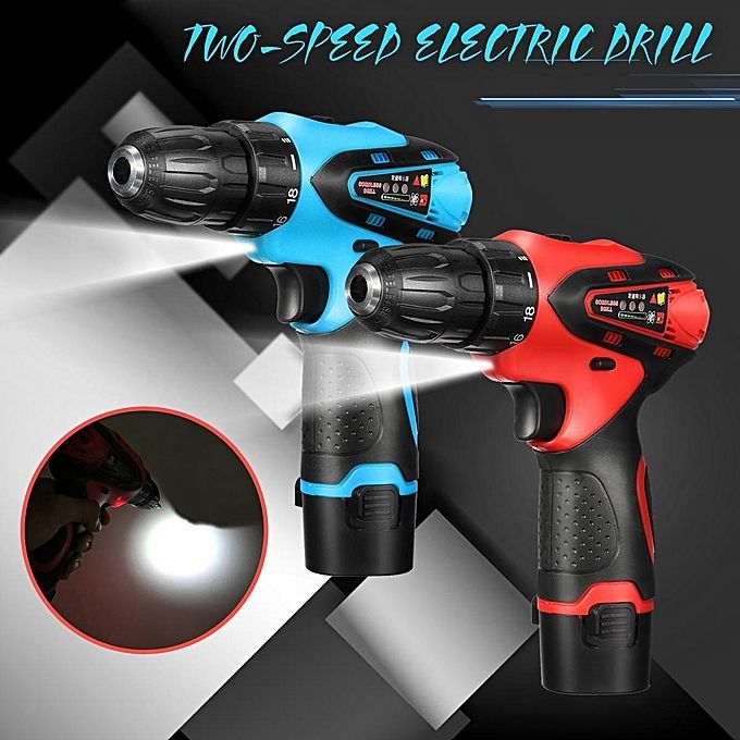 12V Cordless Drill Driver Screw Electric Two-Speed Screwdriver Tool