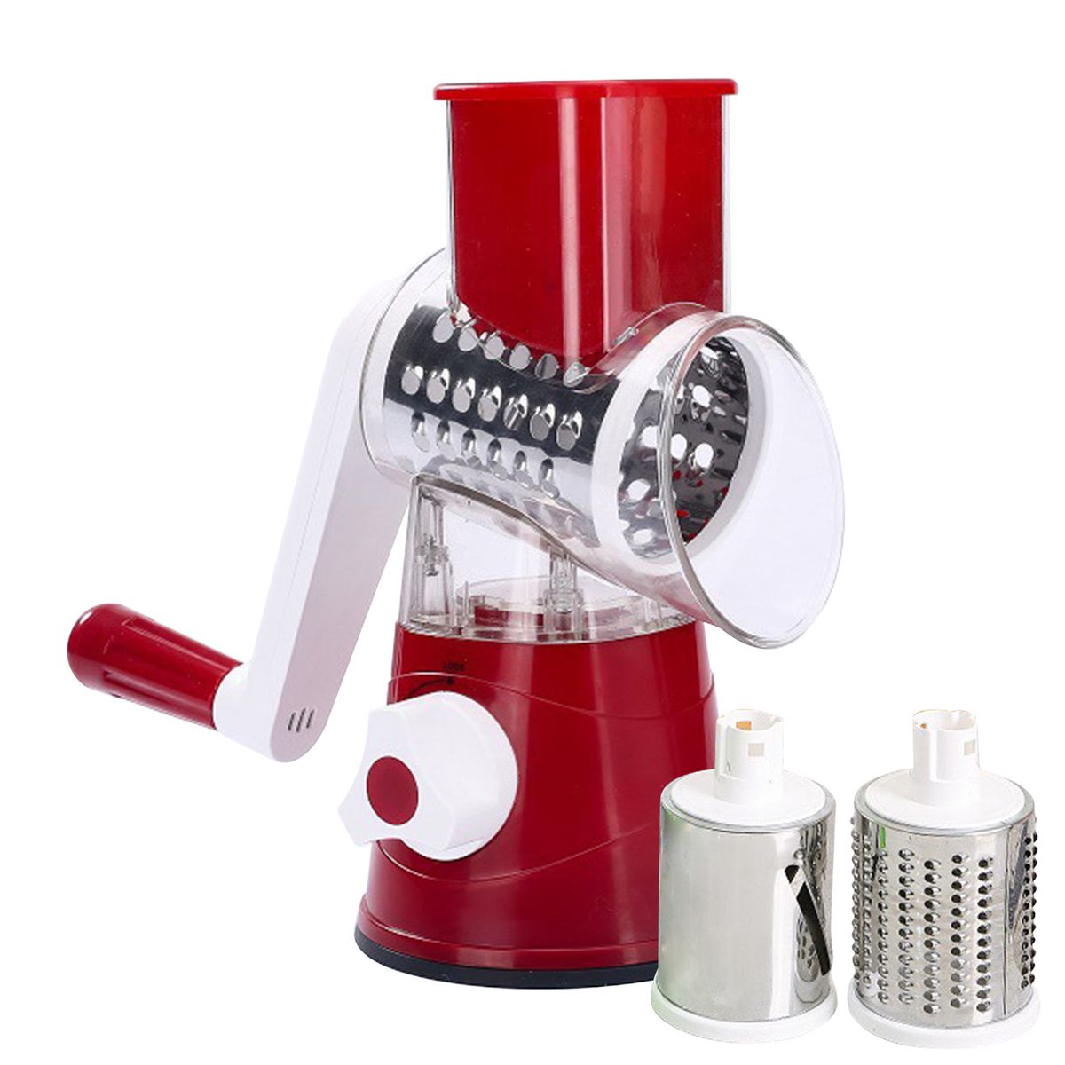 Manual Rotary Cheese Grater With Three Drum Blades Stainless