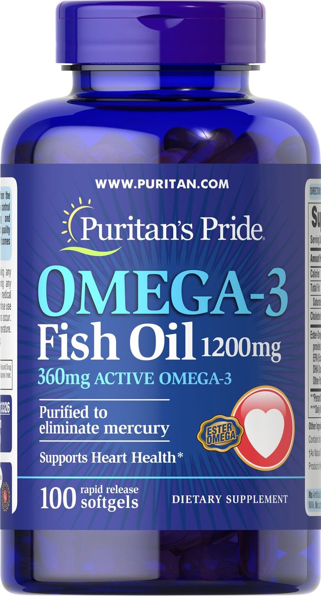 Omega-3 Fish Oil, 1200 Mg, Supports Heart Health And Healthy Circulation, 100 Count