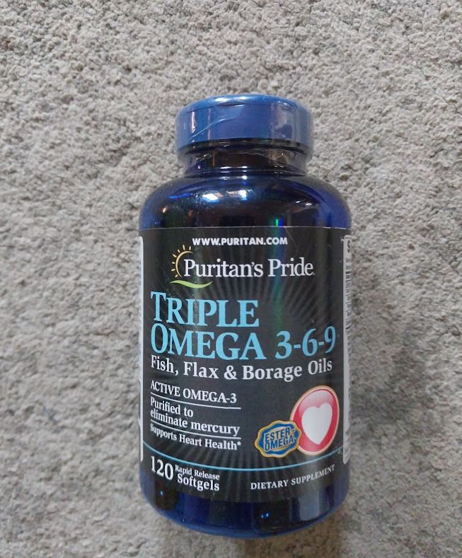 Triple Omega 3-6-9 Fish, Flax & Borage Oils-120 Softgels