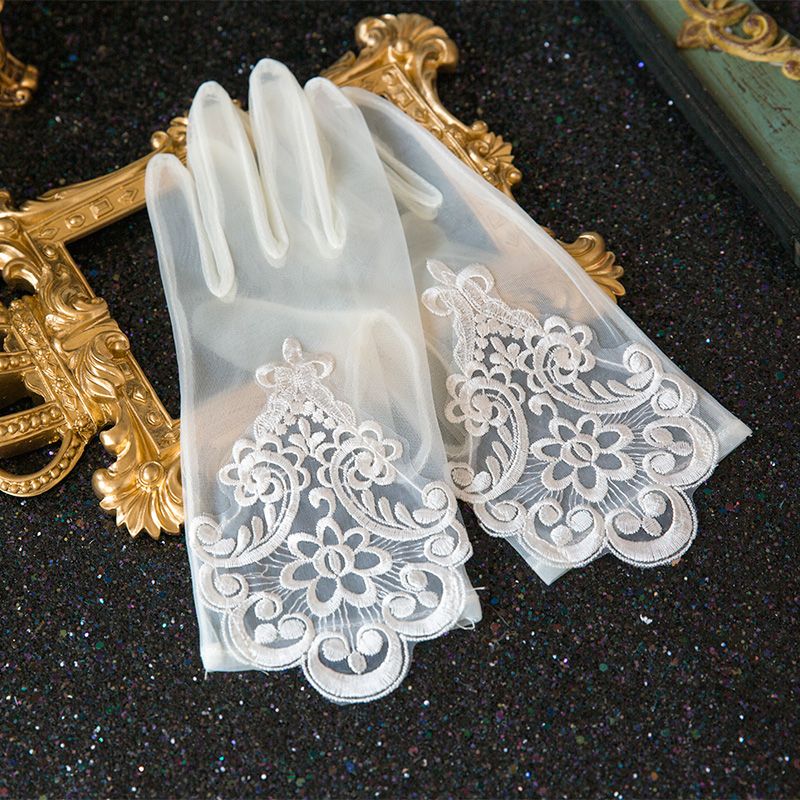 Lace Short White Finger Flower Girl Bridesmaid Women Lady