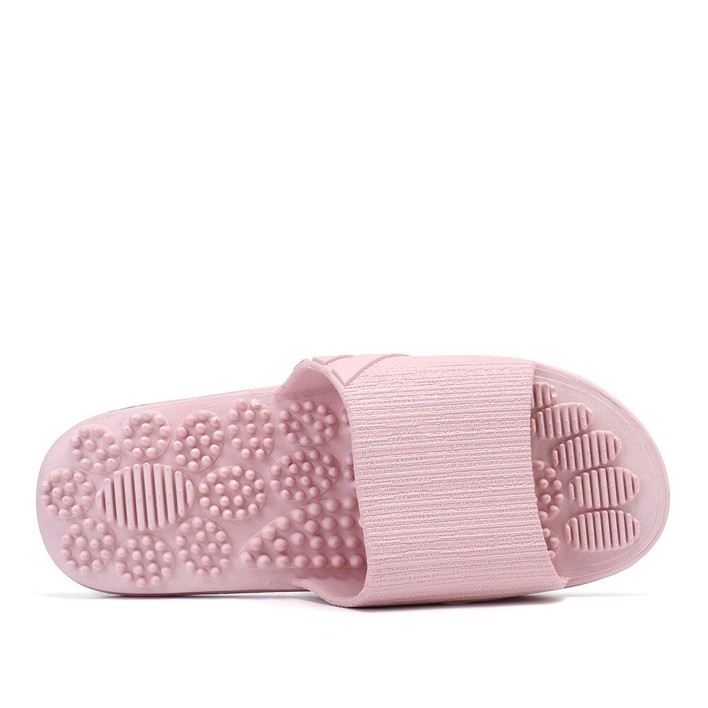 Unisex Bathroom Massage Acupoint Sole Solid Flat Slippers Indoor Couple Non-slip Soles Sandals House Slippers EU:36