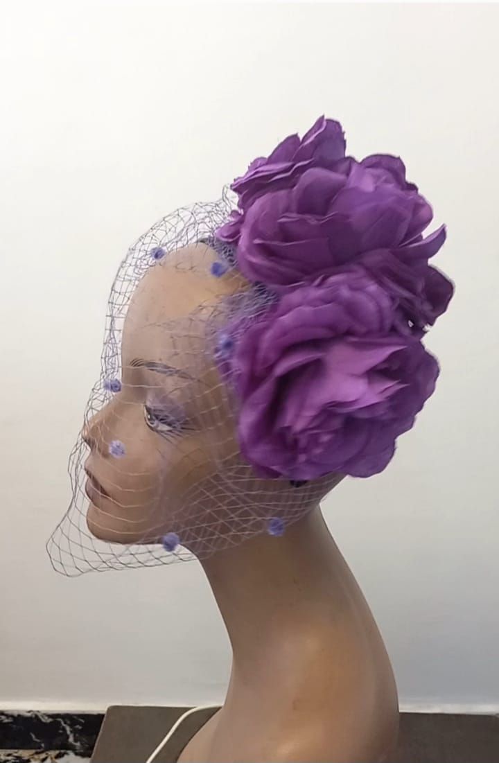 Purple Floral Rose Fascinator