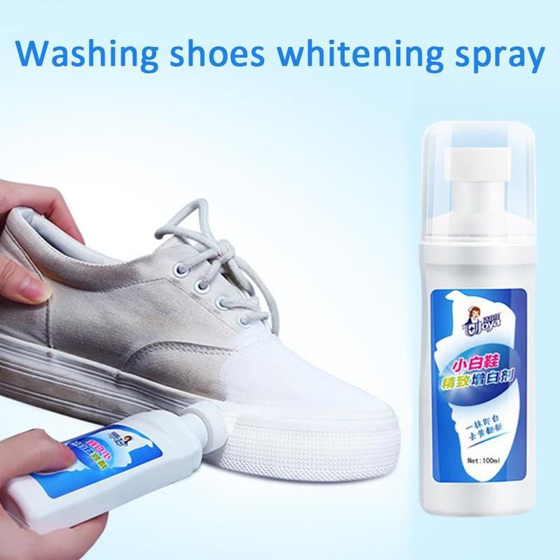 1bottle Wash-free White Shoes Foam Clean Whitener Yellow Decontamination Whitening Agent Washing Spray Clothes Cleaning Supplies