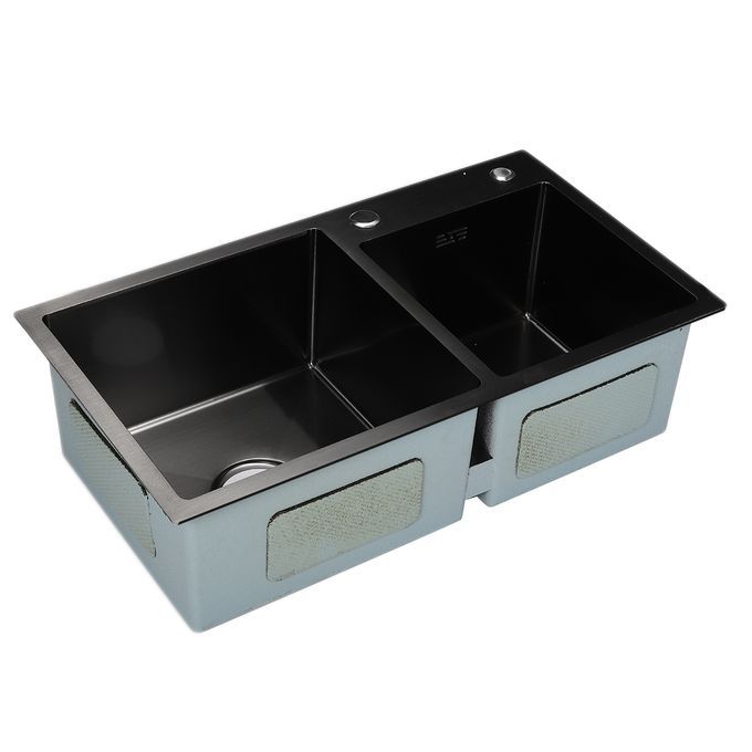 720x400x220mm Nano Stainless O Steel Dual-Bowl Sink Home Kit
