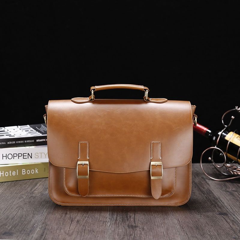 Business Office Men Briefcase Designer Brand Leather Tote Male Large Capacity Laptop