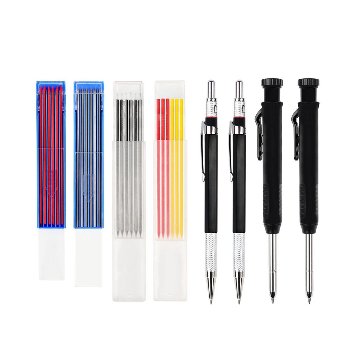 36Pcs Carpenter Pencil Mechanical Carpenter Pencils Kit with Carpentry Mechanical Pencil Deephole Pencil for Draw