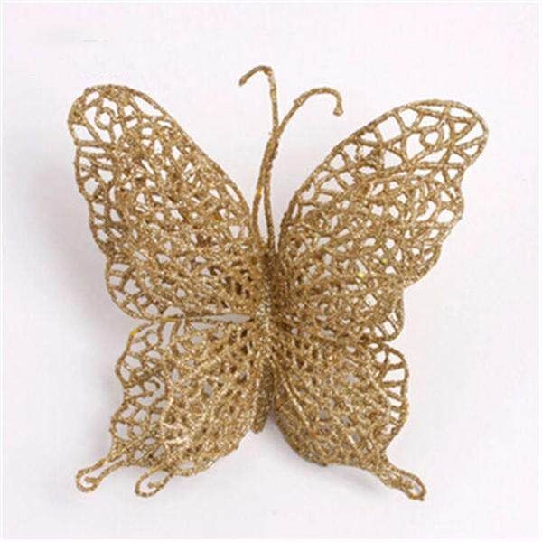 Christmas Tree Hanging House Decoration Hollow Plastic Butterfly Ornaments New Golden