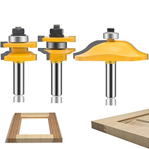 OLETBE 3 PCS Router Bit Set 12Inch Shank Round Over Raised P