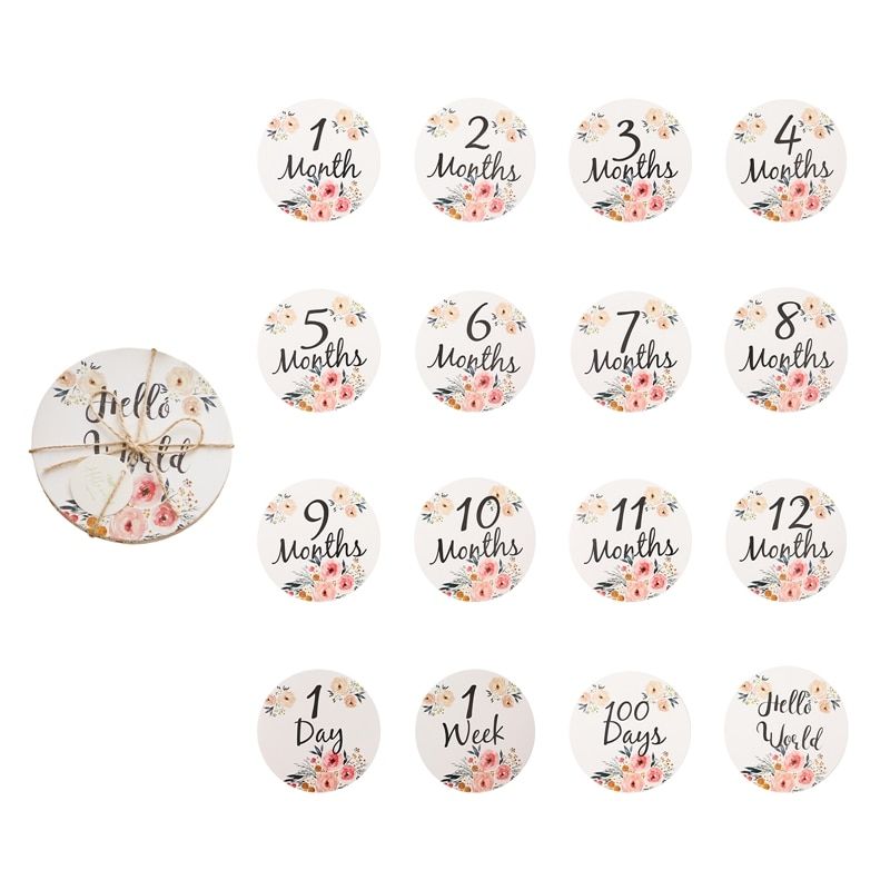 12Pcs/Lot Baby Milestone Number Monthly Memorial Paper Made Cards Newborn Baby Engraved Age