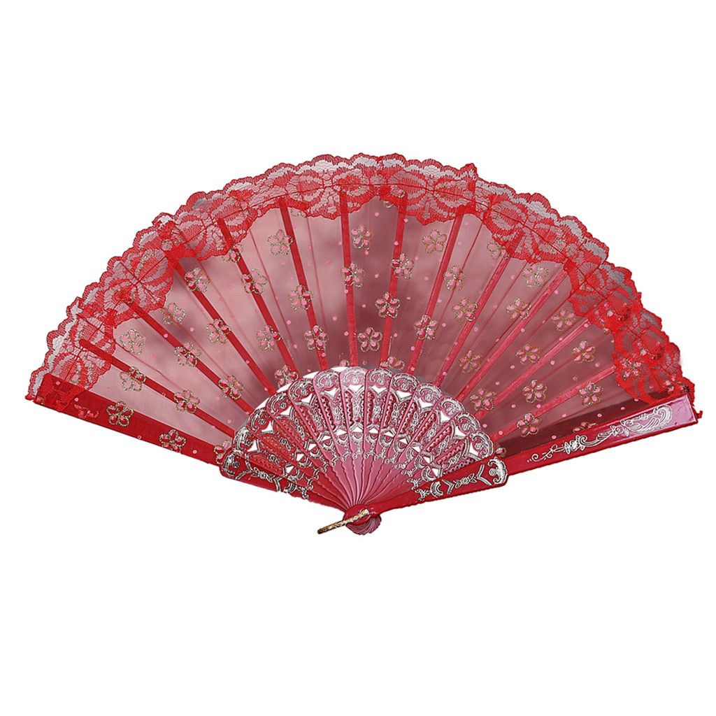 Hollow Dance Fan Chinese Lace Held Best Fans#31 Party Silk Flower Style Chinese Folding Wedding Hand Style Lace Dance