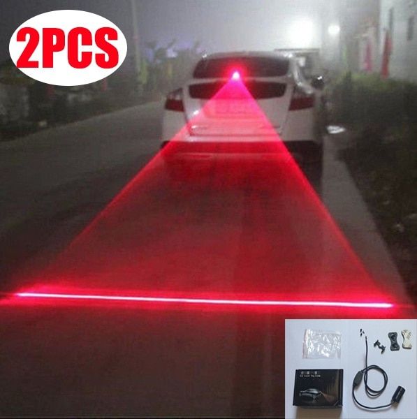 2Pcs Car Auto LED Laser Fog Light Vehicle Anti-Collision Taillight Brake Warning Lamp Car Lights