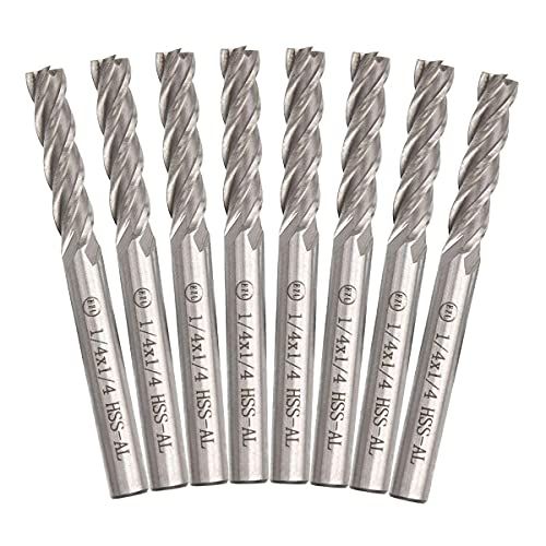 8 Set 14 Inch End Mill Bits 4 Flute Straight Milling Cutter