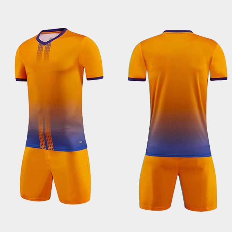 Gradient Runing Short Sleeve Outdoor Sports Suit T-shirt Shorts  Men Soccer Jersey Set
