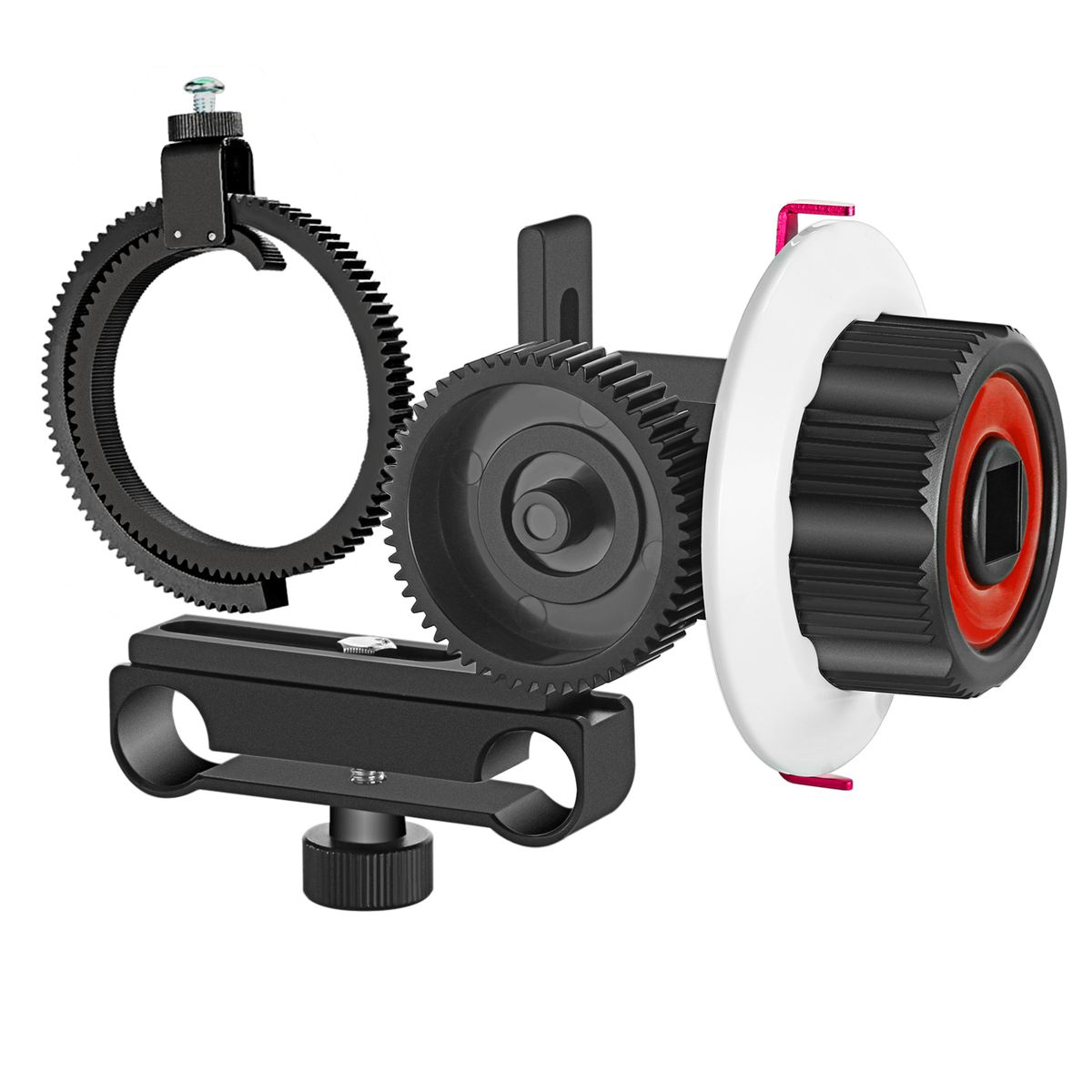 Follow Focus With Gear Ring Belt For Canon Nikon Sony And Other DSLR Camera Camcorder DV Video Fits 15mm Rod Film Making System,Shoulder Support,Stabilizer,Movie Rig(Red+Black)
