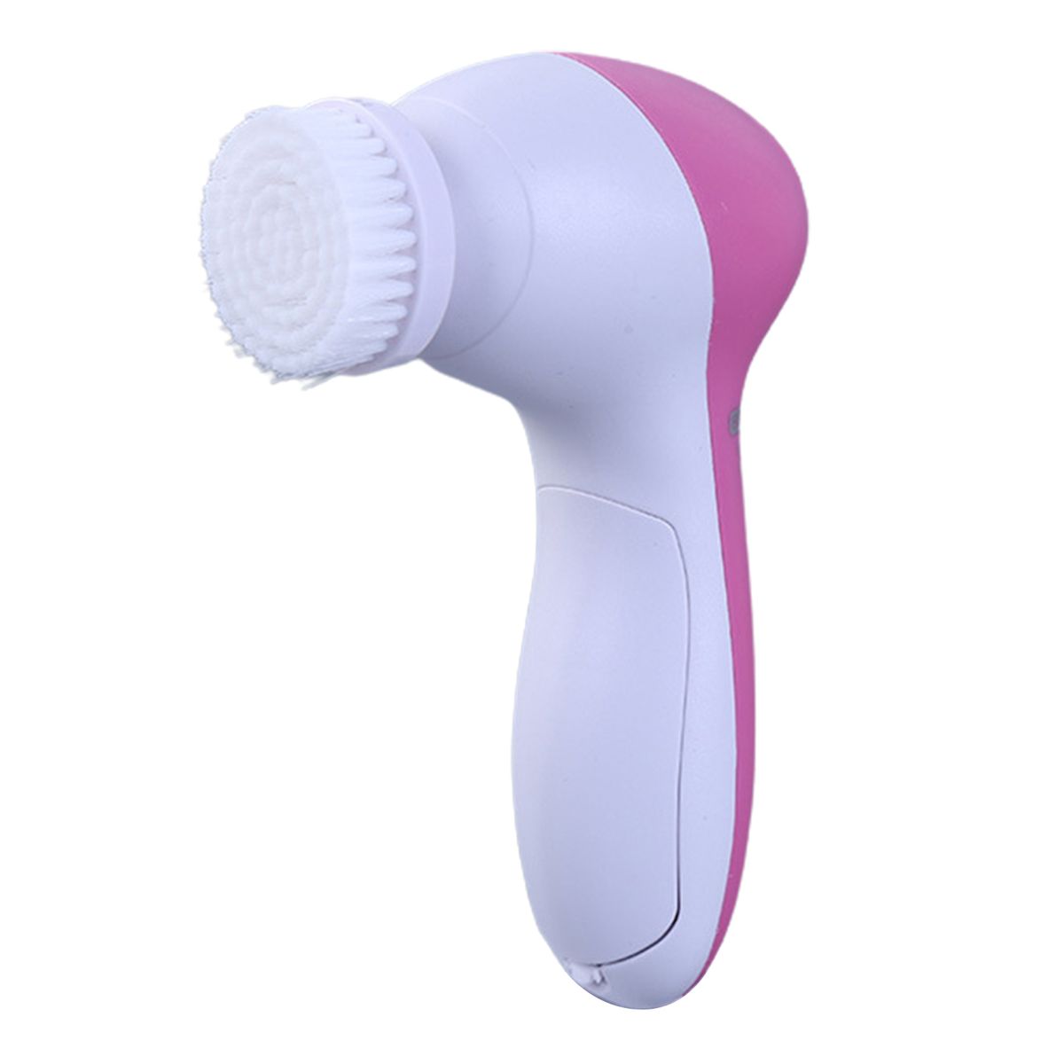 Facial Cleansing Brush Smooth Skin 5 In 1 Daily Supplies Face Scrubber With 5 Brush Heads For Salon-White Pink