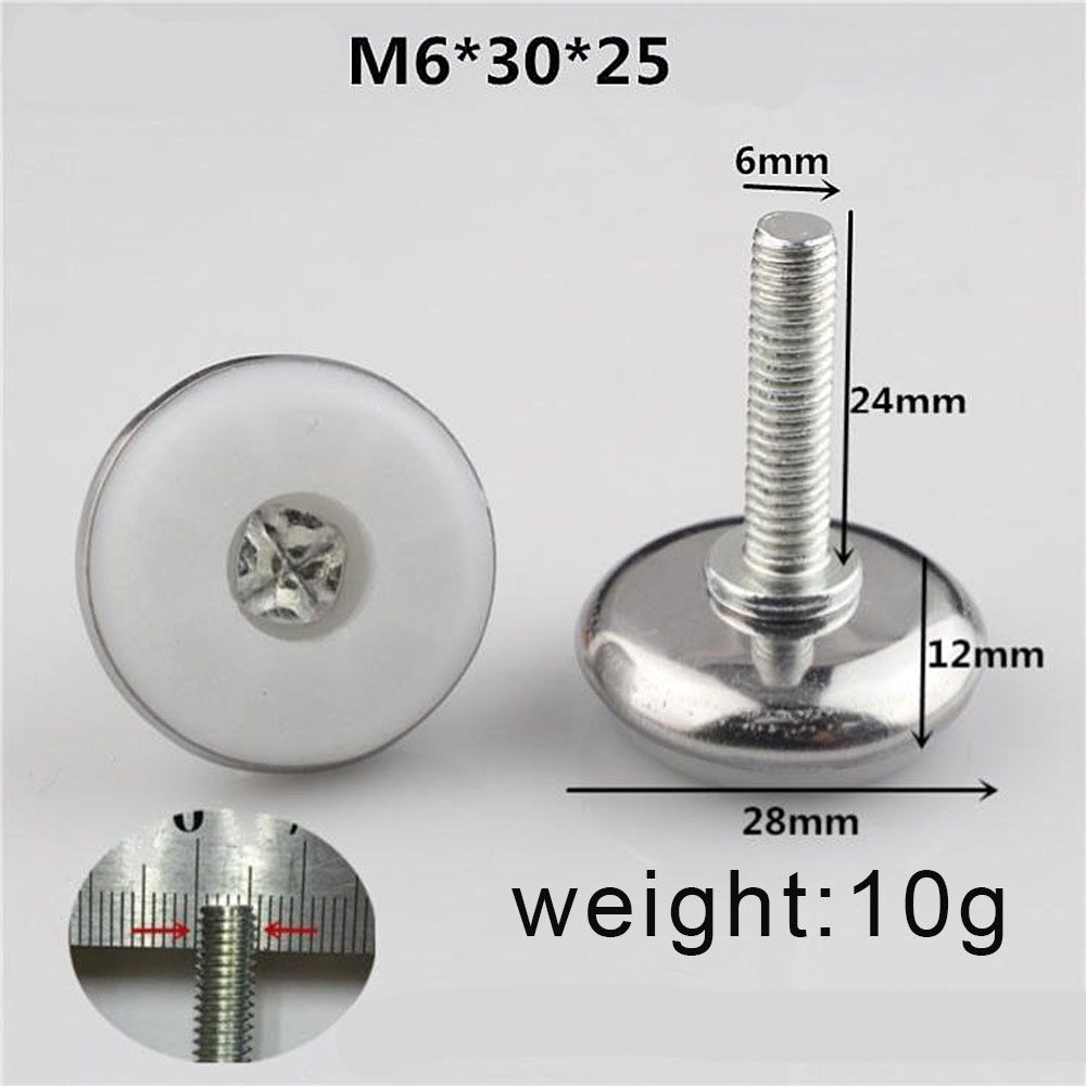 10Pcs Bolt Chair Feet Floor Protector Furniture Pads Sofa Cabinet Table Adjustable Leveling Leg Screw-in Furniture Accessory- 6x30x25