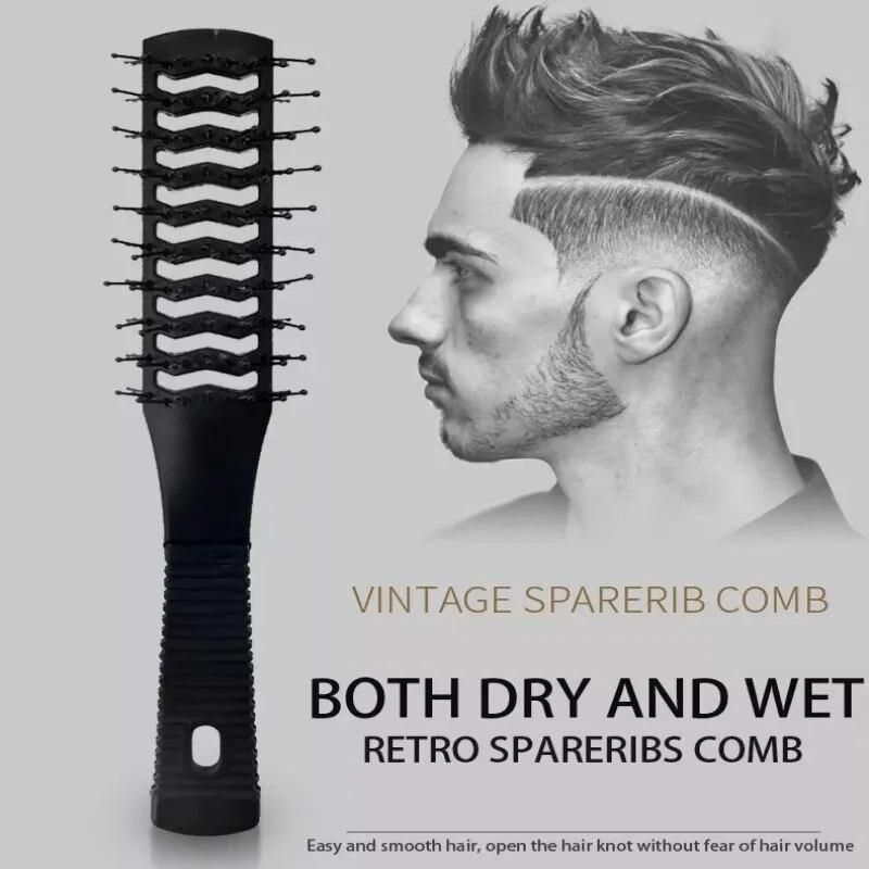 1pc Double Side Massage Comb Black Plastic Anti-tangle Brushes Wide Teeth Brush Oil comb Hairdressing Brush Double-sided Comb