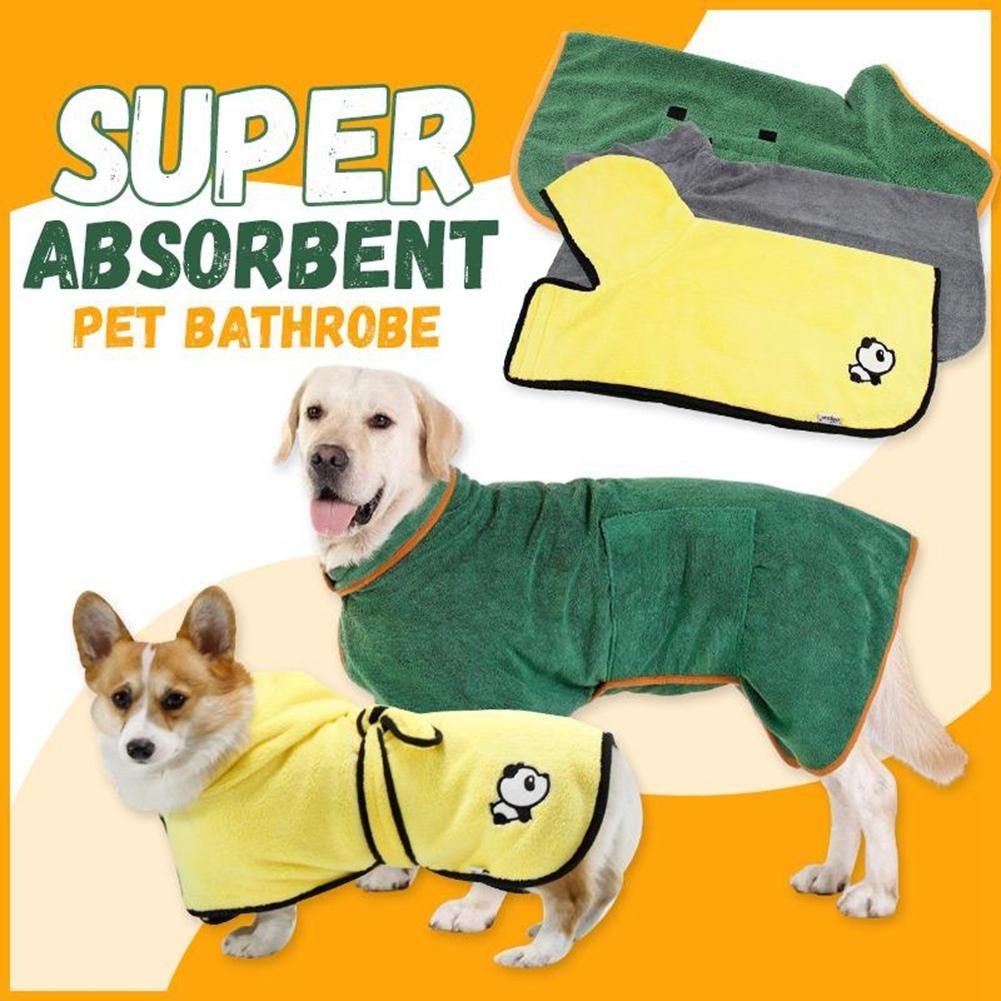 Dog Bathrobe Towel Dog Drying Coat Microfiber Fast Drying