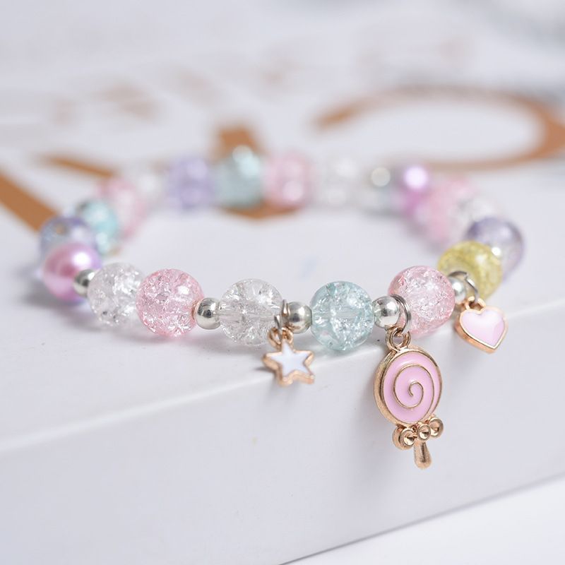Children Lets For Girls Candy Color Adjustable Rope Pendant Beads