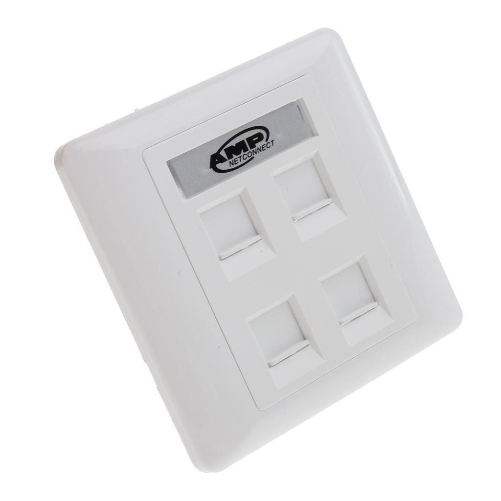 Face Plate Wall Socket RJ45/RJ11 Ethernet Double Gang 4 Ports With