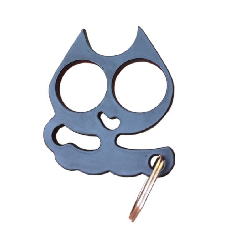 5 PCS Kitty Outdoor Metal Self-defense Keychain, Size:0.45 * 5.3 * 6.1 Cm(Black)