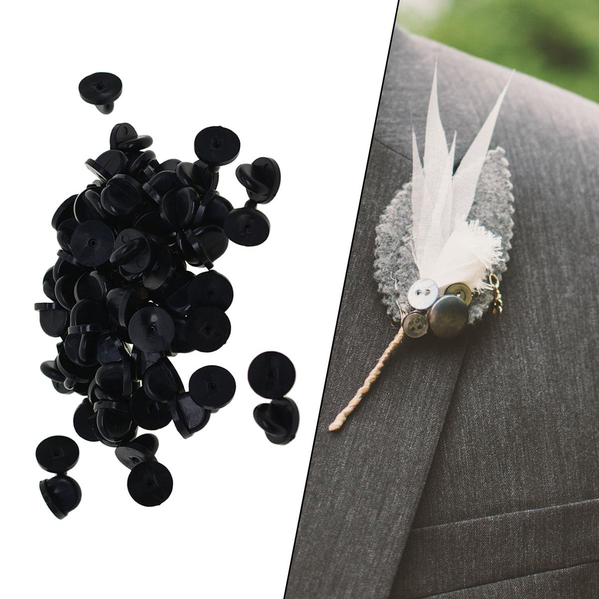 200x Safety Silicone Pin Backs ,Lapel Pins Backings Butterfly Black
