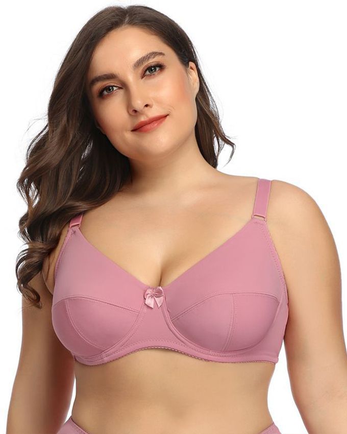 Pink-Plus Size Women's Underwire No Padded Minimizers Everyday Bra Comfortable